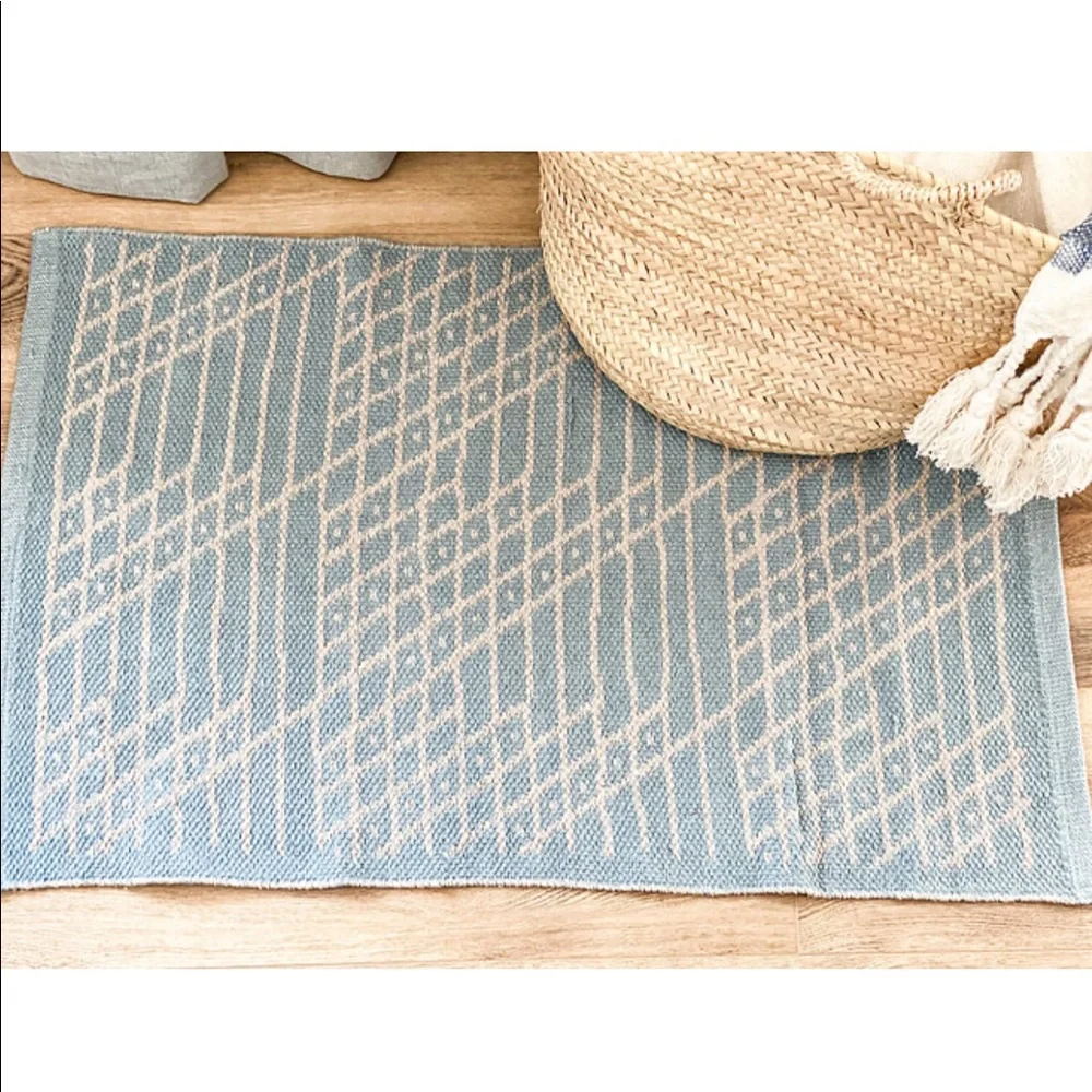 Brand new boutique Classic light blue/Creme rug super soft great gift